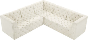 Tuft Velvet / Engineered Wood / Foam Contemporary Cream Velvet Modular Sectional - 99" W x 99" D x 32" H
