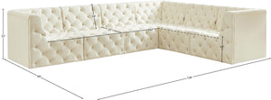 Tuft Velvet / Engineered Wood / Foam Contemporary Cream Velvet Modular Sectional - 128" W x 99" D x 32" H