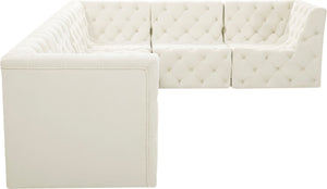 Tuft Velvet / Engineered Wood / Foam Contemporary Cream Velvet Modular Sectional - 128" W x 99" D x 32" H