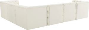 Tuft Velvet / Engineered Wood / Foam Contemporary Cream Velvet Modular Sectional - 128" W x 99" D x 32" H