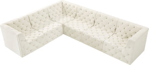 Tuft Velvet / Engineered Wood / Foam Contemporary Cream Velvet Modular Sectional - 128" W x 99" D x 32" H