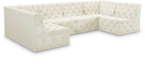 Tuft Velvet / Engineered Wood / Foam Contemporary Cream Velvet Modular Sectional - 128" W x 64" D x 32" H