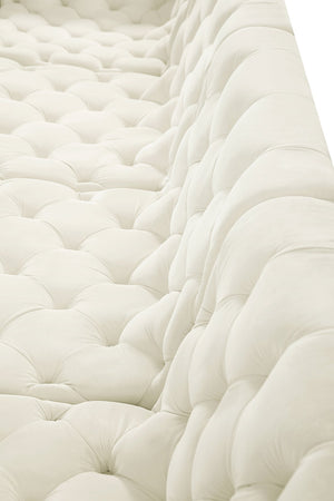 Tuft Velvet / Engineered Wood / Foam Contemporary Cream Velvet Modular Sectional - 128" W x 64" D x 32" H