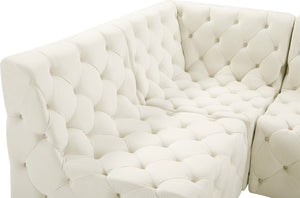 Tuft Velvet / Engineered Wood / Foam Contemporary Cream Velvet Modular Sectional - 128" W x 64" D x 32" H