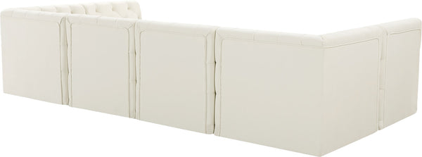 Tuft Velvet / Engineered Wood / Foam Contemporary Cream Velvet Modular Sectional - 128" W x 64" D x 32" H