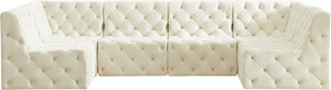 Tuft Velvet / Engineered Wood / Foam Contemporary Cream Velvet Modular Sectional - 128" W x 64" D x 32" H