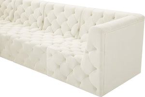 Tuft Velvet / Engineered Wood / Foam Contemporary Cream Velvet Modular Sectional - 128" W x 64" D x 32" H