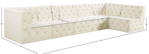 Tuft Velvet / Engineered Wood / Foam Contemporary Cream Velvet Modular Sectional - 157" W x 64" D x 32" H