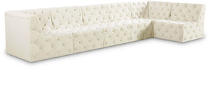 Tuft Velvet / Engineered Wood / Foam Contemporary Cream Velvet Modular Sectional - 157" W x 64" D x 32" H