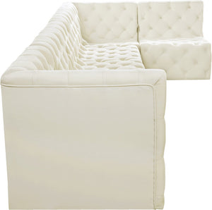 Tuft Velvet / Engineered Wood / Foam Contemporary Cream Velvet Modular Sectional - 157" W x 64" D x 32" H