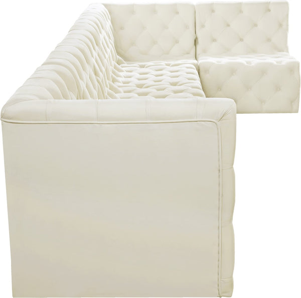 Tuft Velvet / Engineered Wood / Foam Contemporary Cream Velvet Modular Sectional - 157" W x 64" D x 32" H