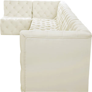 Tuft Velvet / Engineered Wood / Foam Contemporary Cream Velvet Modular Sectional - 157" W x 64" D x 32" H
