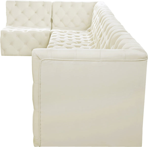 Tuft Velvet / Engineered Wood / Foam Contemporary Cream Velvet Modular Sectional - 157" W x 64" D x 32" H