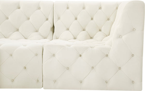 Tuft Velvet / Engineered Wood / Foam Contemporary Cream Velvet Modular Sectional - 157" W x 64" D x 32" H