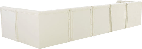 Tuft Velvet / Engineered Wood / Foam Contemporary Cream Velvet Modular Sectional - 157" W x 64" D x 32" H