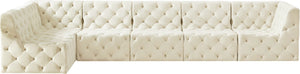 Tuft Velvet / Engineered Wood / Foam Contemporary Cream Velvet Modular Sectional - 157" W x 64" D x 32" H