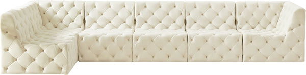 Tuft Velvet / Engineered Wood / Foam Contemporary Cream Velvet Modular Sectional - 157" W x 64" D x 32" H
