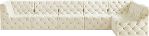 Tuft Velvet / Engineered Wood / Foam Contemporary Cream Velvet Modular Sectional - 157" W x 64" D x 32" H