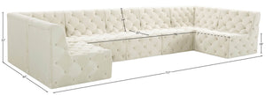 Tuft Velvet / Engineered Wood / Foam Contemporary Cream Velvet Modular Sectional - 157" W x 64" D x 32" H