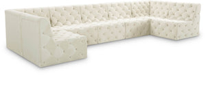Tuft Velvet / Engineered Wood / Foam Contemporary Cream Velvet Modular Sectional - 157" W x 64" D x 32" H