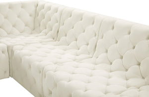 Tuft Velvet / Engineered Wood / Foam Contemporary Cream Velvet Modular Sectional - 157" W x 64" D x 32" H