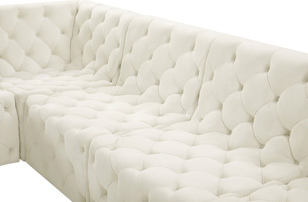 Tuft Velvet / Engineered Wood / Foam Contemporary Cream Velvet Modular Sectional - 157" W x 64" D x 32" H