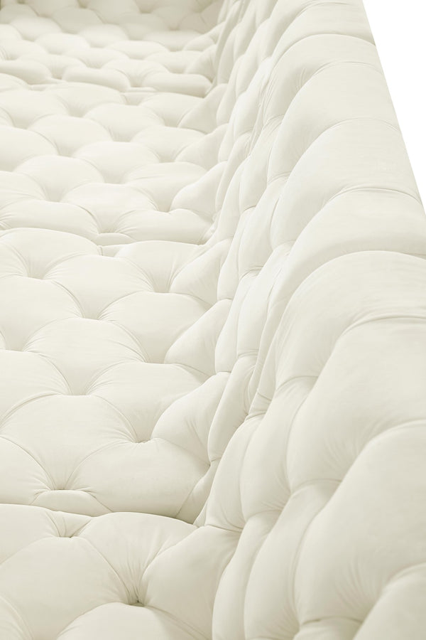 Tuft Velvet / Engineered Wood / Foam Contemporary Cream Velvet Modular Sectional - 157" W x 64" D x 32" H