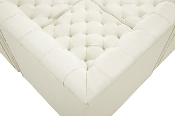 Tuft Velvet / Engineered Wood / Foam Contemporary Cream Velvet Modular Sectional - 157" W x 64" D x 32" H