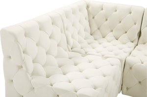 Tuft Velvet / Engineered Wood / Foam Contemporary Cream Velvet Modular Sectional - 157" W x 64" D x 32" H