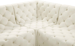 Tuft Velvet / Engineered Wood / Foam Contemporary Cream Velvet Modular Sectional - 157" W x 64" D x 32" H
