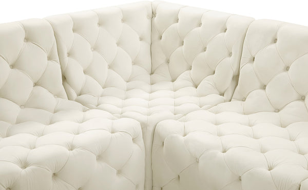 Tuft Velvet / Engineered Wood / Foam Contemporary Cream Velvet Modular Sectional - 157" W x 64" D x 32" H
