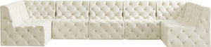 Tuft Velvet / Engineered Wood / Foam Contemporary Cream Velvet Modular Sectional - 157" W x 64" D x 32" H