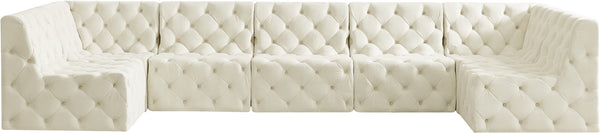 Tuft Velvet / Engineered Wood / Foam Contemporary Cream Velvet Modular Sectional - 157" W x 64" D x 32" H
