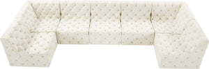 Tuft Velvet / Engineered Wood / Foam Contemporary Cream Velvet Modular Sectional - 157" W x 64" D x 32" H