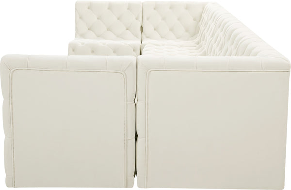 Tuft Velvet / Engineered Wood / Foam Contemporary Cream Velvet Modular Sectional - 157" W x 64" D x 32" H