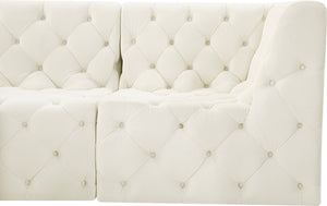 Tuft Velvet / Engineered Wood / Foam Contemporary Cream Velvet Modular Sectional - 157" W x 64" D x 32" H