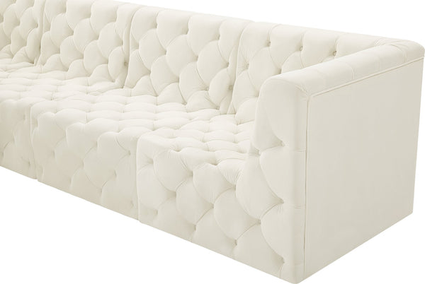Tuft Velvet / Engineered Wood / Foam Contemporary Cream Velvet Modular Sectional - 157" W x 64" D x 32" H