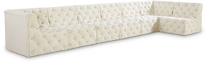 Tuft Velvet / Engineered Wood / Foam Contemporary Cream Velvet Modular Sectional - 186" W x 64" D x 32" H