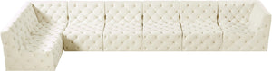 Tuft Velvet / Engineered Wood / Foam Contemporary Cream Velvet Modular Sectional - 186" W x 64" D x 32" H