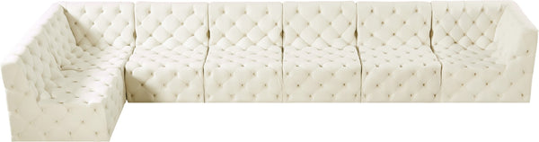 Tuft Velvet / Engineered Wood / Foam Contemporary Cream Velvet Modular Sectional - 186" W x 64" D x 32" H