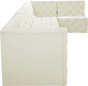 Tuft Velvet / Engineered Wood / Foam Contemporary Cream Velvet Modular Sectional - 186" W x 64" D x 32" H