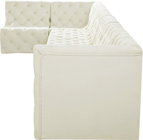 Tuft Velvet / Engineered Wood / Foam Contemporary Cream Velvet Modular Sectional - 186" W x 64" D x 32" H