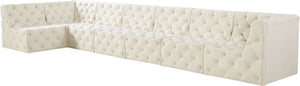 Tuft Velvet / Engineered Wood / Foam Contemporary Cream Velvet Modular Sectional - 186" W x 64" D x 32" H