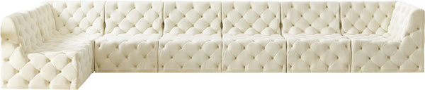 Tuft Velvet / Engineered Wood / Foam Contemporary Cream Velvet Modular Sectional - 186" W x 64" D x 32" H