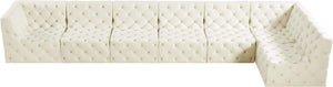 Tuft Velvet / Engineered Wood / Foam Contemporary Cream Velvet Modular Sectional - 186" W x 64" D x 32" H