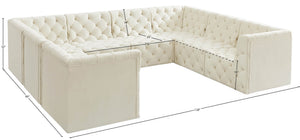 Tuft Velvet / Engineered Wood / Foam Contemporary Cream Velvet Modular Sectional - 128" W x 99" D x 32" H
