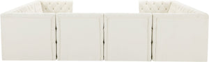 Tuft Velvet / Engineered Wood / Foam Contemporary Cream Velvet Modular Sectional - 128" W x 99" D x 32" H
