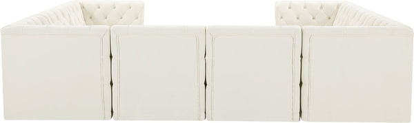 Tuft Velvet / Engineered Wood / Foam Contemporary Cream Velvet Modular Sectional - 128" W x 99" D x 32" H