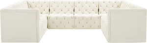 Tuft Velvet / Engineered Wood / Foam Contemporary Cream Velvet Modular Sectional - 128" W x 99" D x 32" H