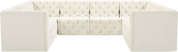 Tuft Velvet / Engineered Wood / Foam Contemporary Cream Velvet Modular Sectional - 128" W x 99" D x 32" H